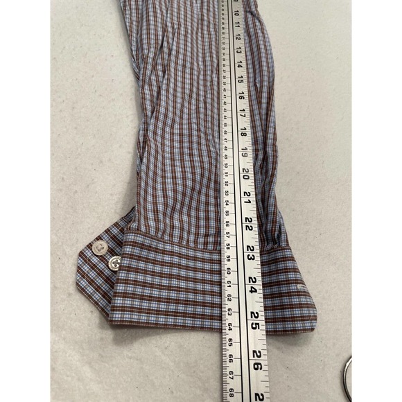 Joseph Abboud Size L Men's Plaid Button Down Shirt Flip Cuff Long Sleeve - Picture 10 of 10